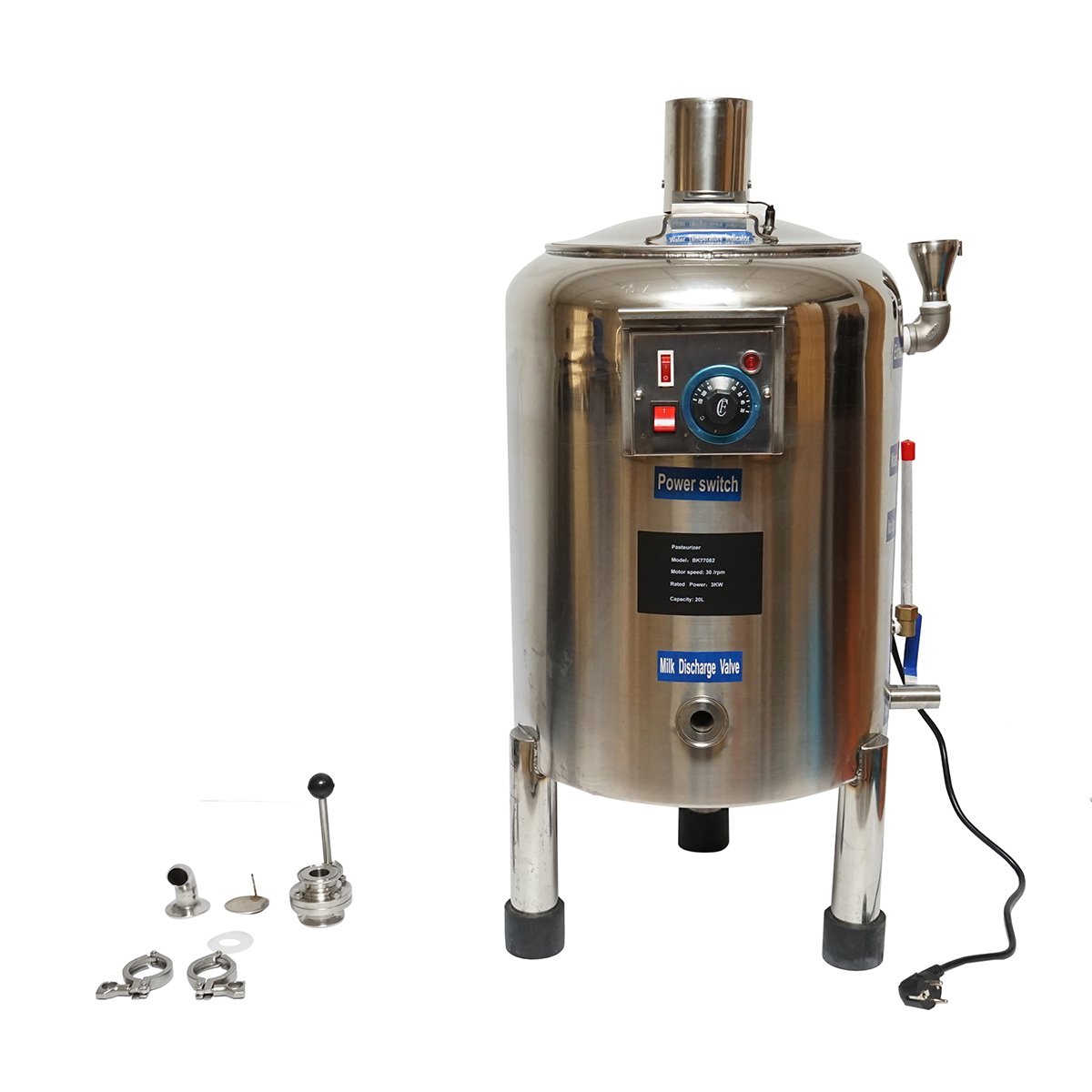 Aparat automat de pasteurizare din inox pentru lapte, sucuri, capacitate 20L, 305x350x300mm